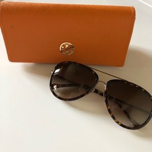 Tory Burch Tortoise Shell Aviator Sunglasses